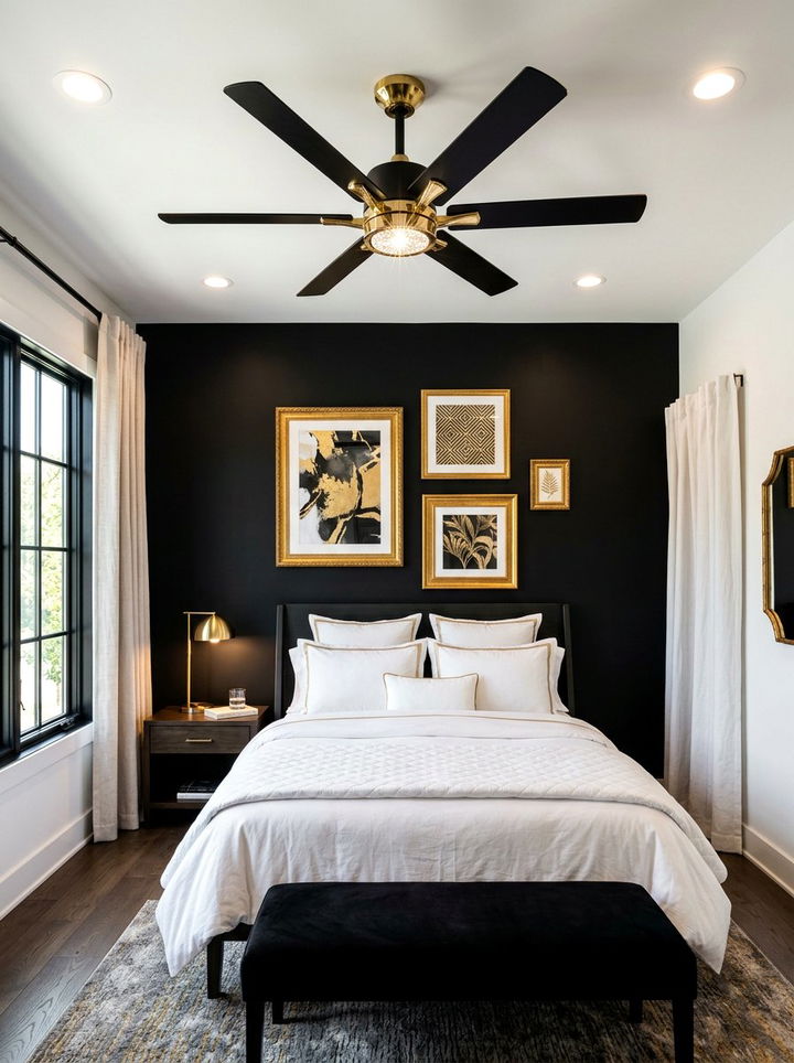 Black And Gold Fan - 30 bedroom ceiling fans