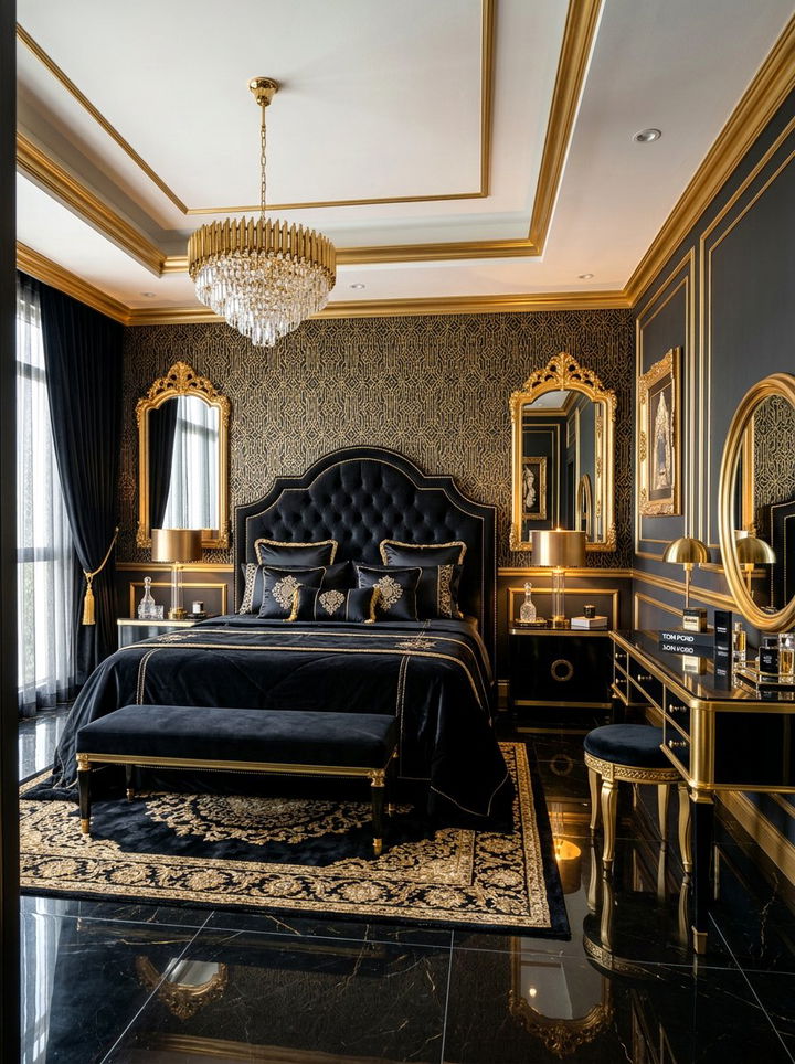 Black And Gold Luxury Bedroom - 30 black bedroom design ideas