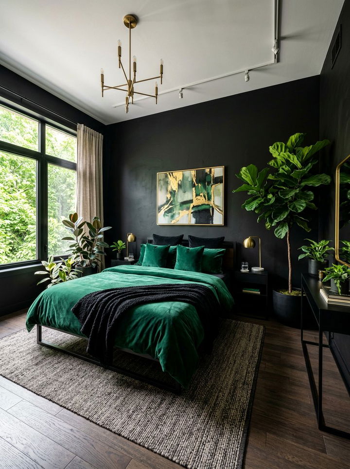 Black And Green Bedroom Palette - 30 contemporary black bedroom ideas