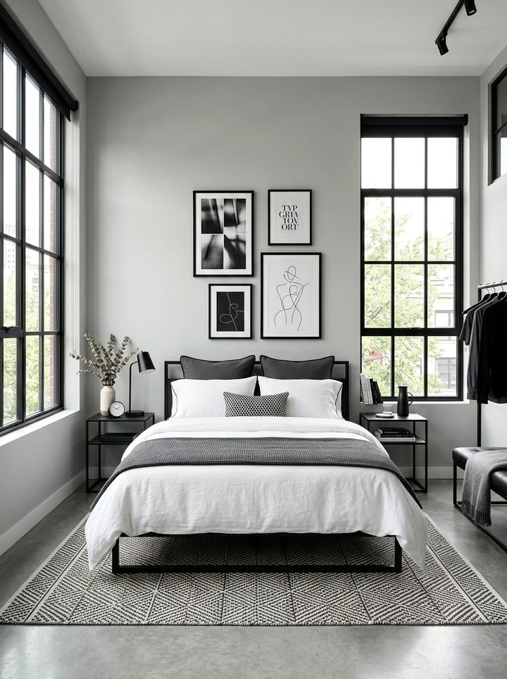 Black And Grey High Contrast Bedroom - 30 modern grey bedroom ideas