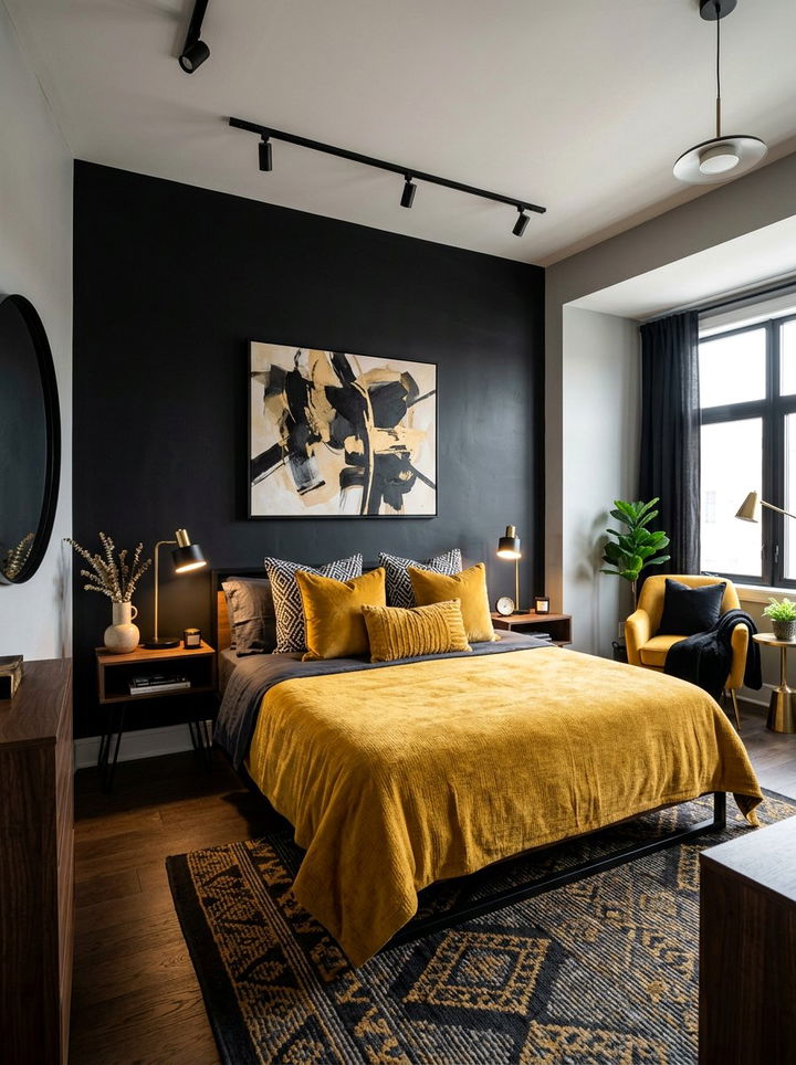 Black And Mustard Yellow Bedroom - 30 mustard yellow bedroom ideas