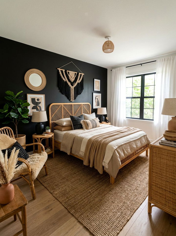 Black And Tan Boho Bedroom - 30 dark black bedroom ideas