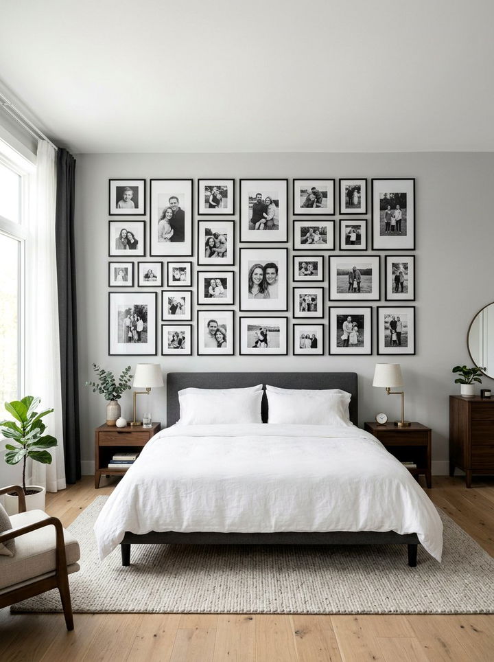 Black And White Family Photo Wall Bedroom - 30 bedroom family photo ideas