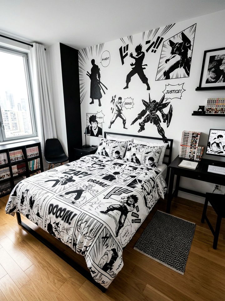 Black And White Manga Room - 30 manga bedroom ideas