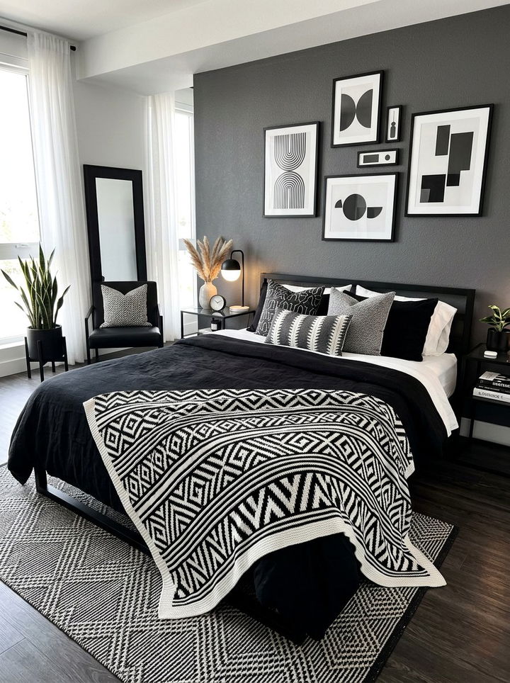 Black And White Patterned Knit Blanket - 30 bedroom knit blankets