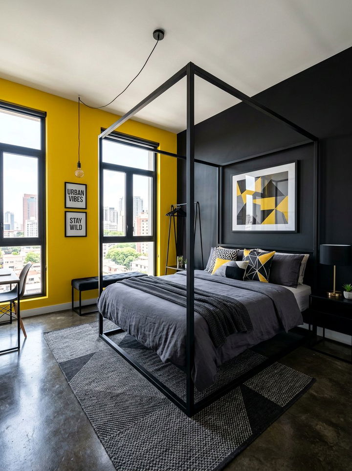 Black And Yellow Modern Bedroom Walls - 30 bedroom yellow walls