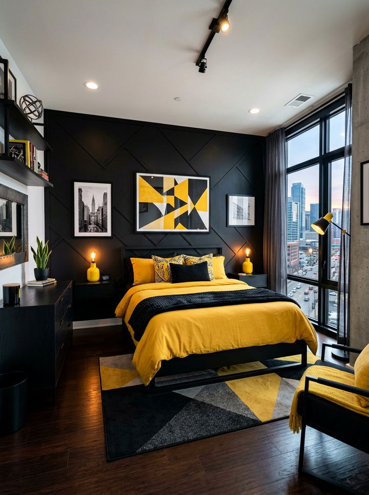 Black And Yellow Modern Bedroom - 30 yellow bedroom decor ideas