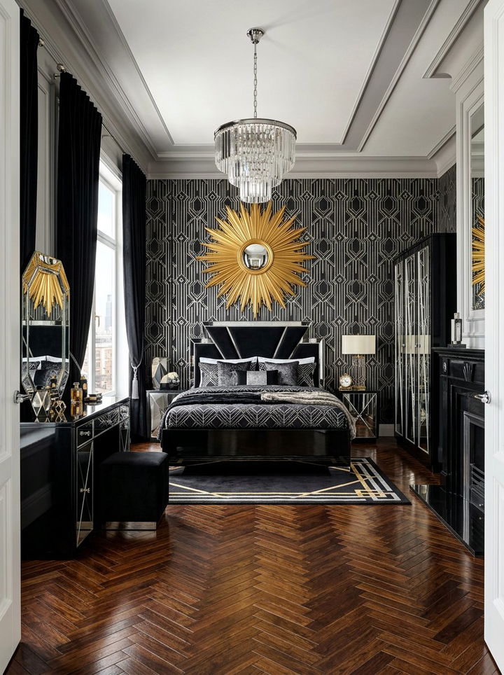 Black Art Deco Bedroom - 30 black bedroom decor ideas