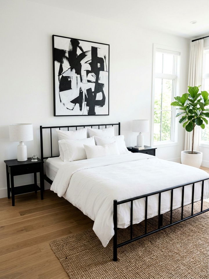 Black Bed Frame With White Bedding - 30 black bedroom design ideas