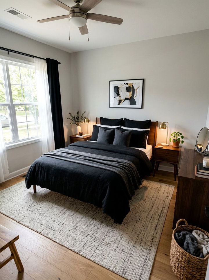 Black Bedding Set - 30 black bedroom accessories ideas