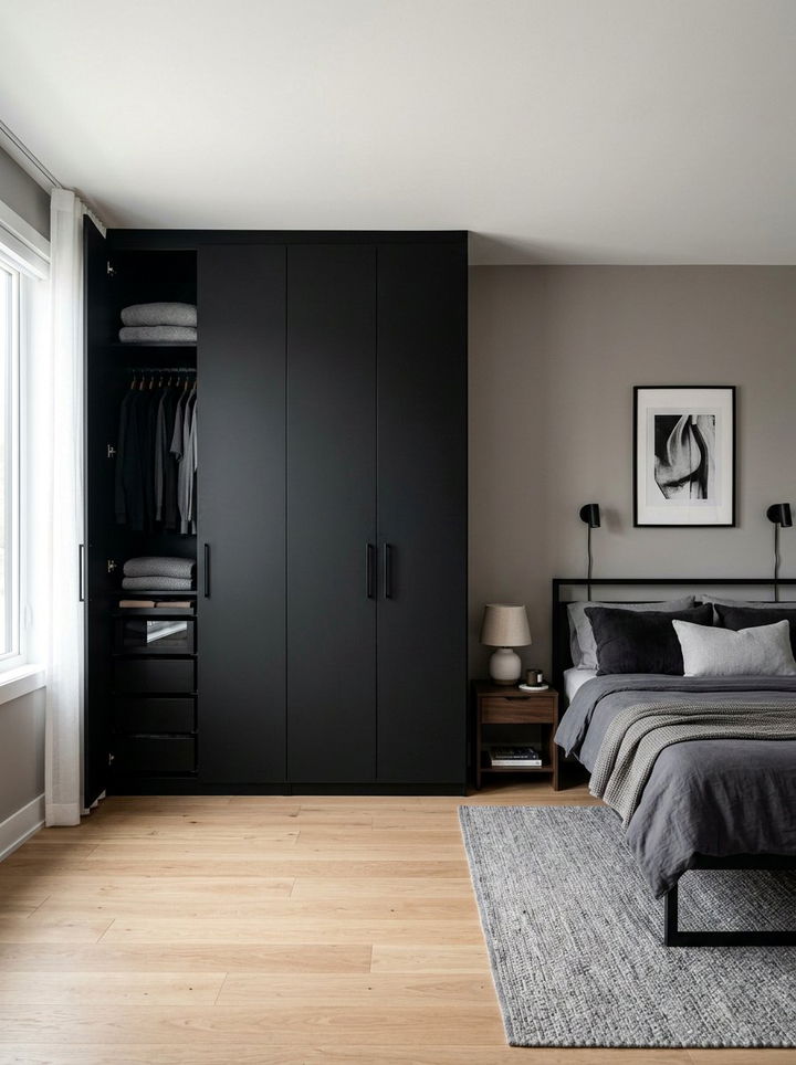 Black Bedroom Closet - 30 minimalist black bedroom ideas