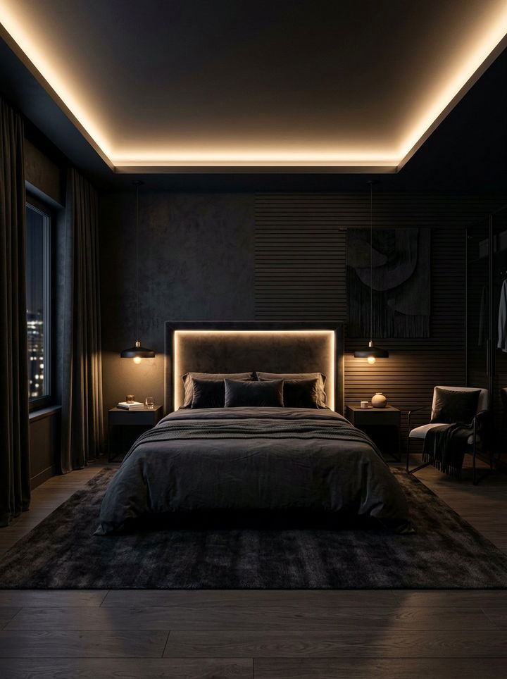 Black Bedroom Indirect Lighting - 30 contemporary black bedroom ideas
