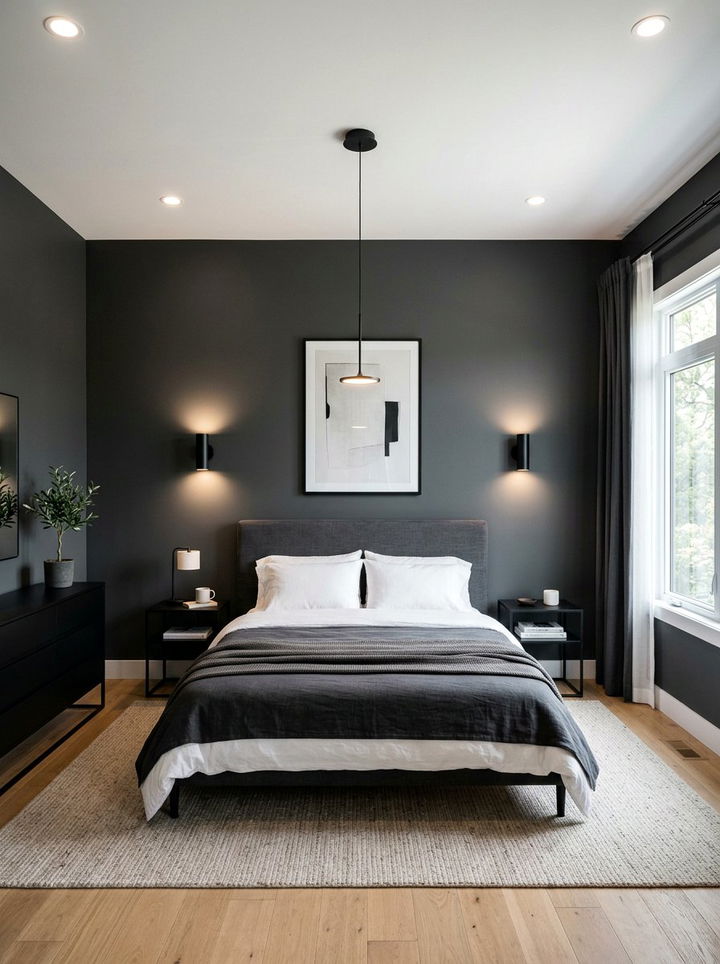 Black Bedroom Lighting - 30 minimalist black bedroom ideas