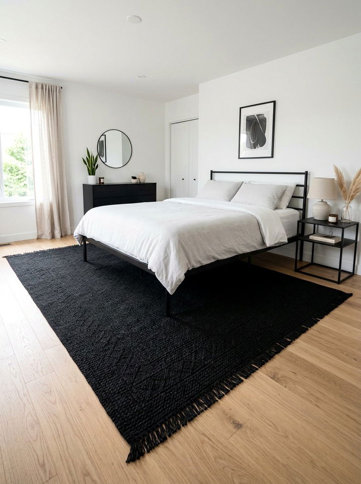 Black Bedroom Rug - 30 minimalist black bedroom ideas