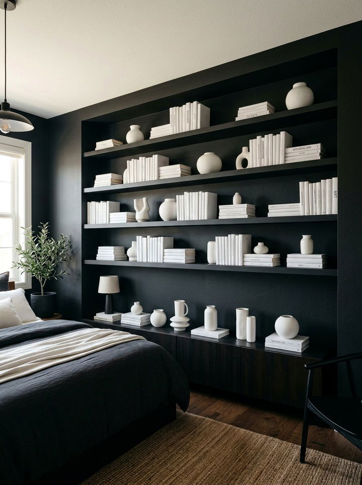 Black Bedroom Shelves - 30 bedroom black walls