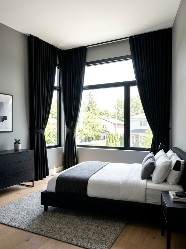 Black Bedroom Window Treatments - 30 minimalist black bedroom ideas