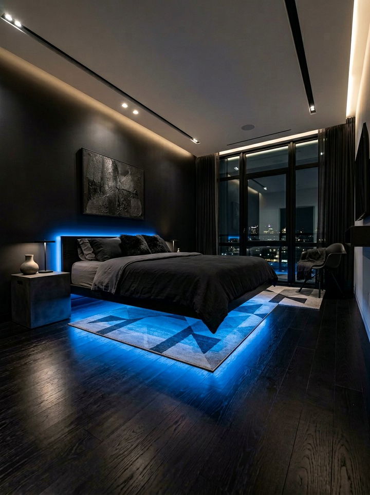 Black Bedroom With Floating Bed - 30 all black bedroom ideas