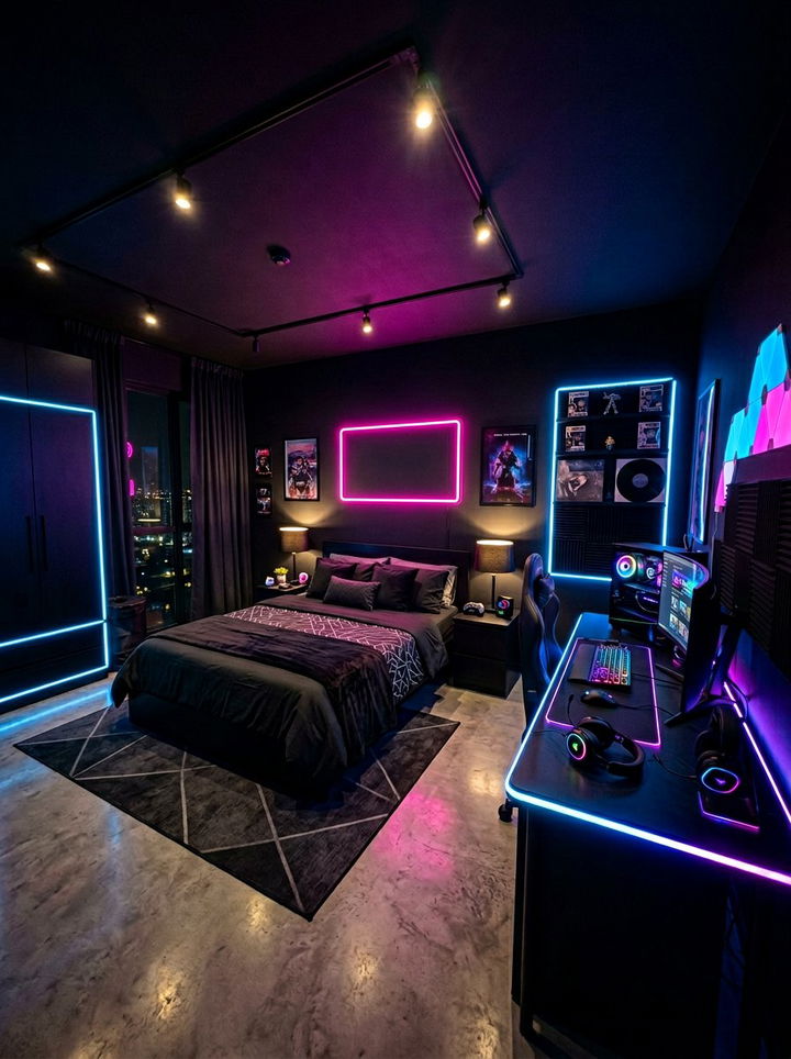 Black Bedroom With Neon Lights - 30 black bedroom design ideas