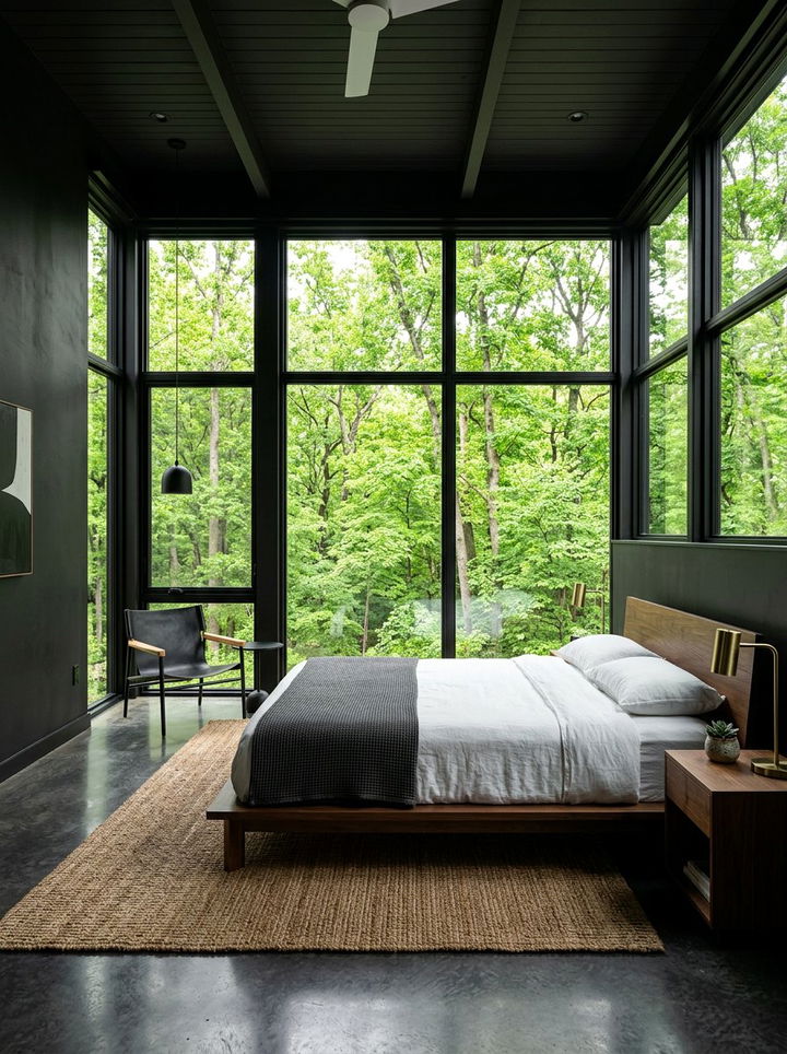 Black Bedroom With Oversized Windows - 30 all black bedroom ideas