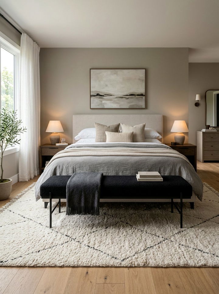 Black Bench - 30 black bedroom accessories ideas