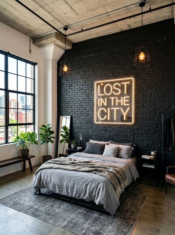 Black Brick Wall Bedroom - 30 modern black bedroom ideas