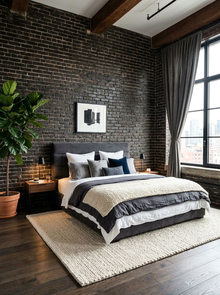 Black Brick Wall - 30 bedroom black walls