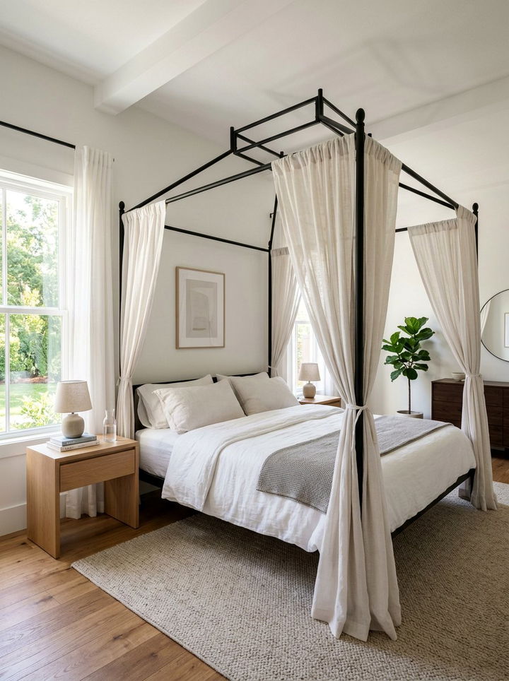 Black Canopy Bed - 30 rustic black bedroom ideas