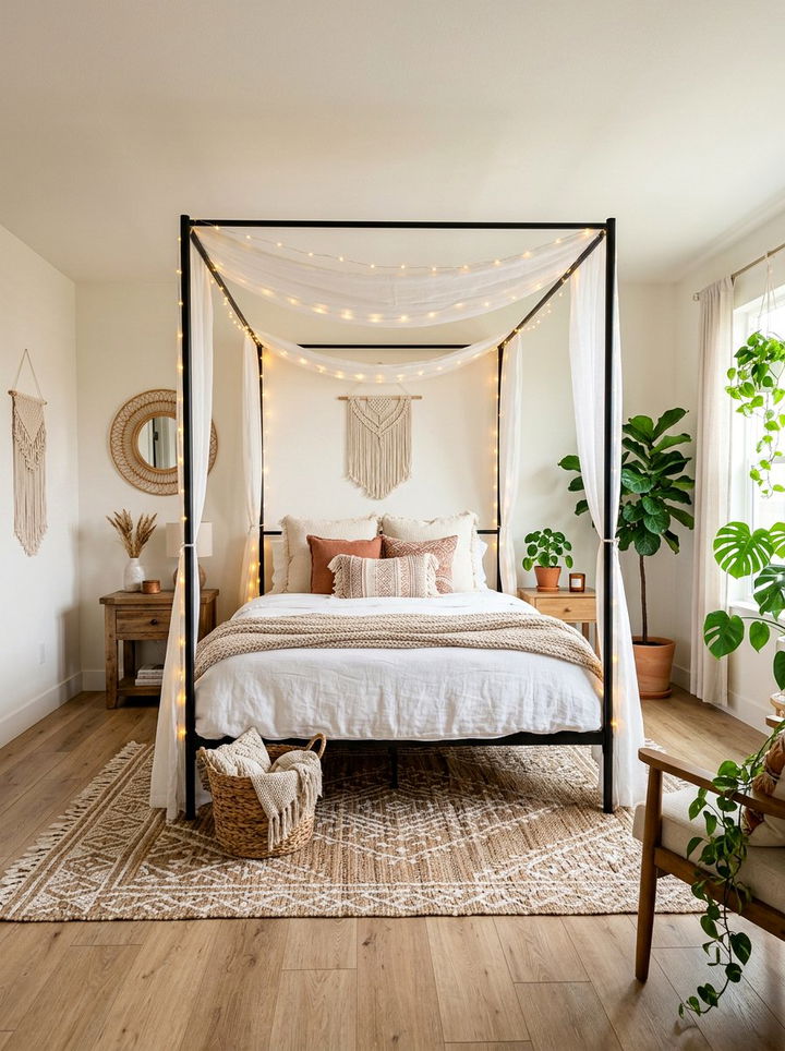 Black Canopy Bed Boho Bedroom - 30 bohemian black bedroom ideas
