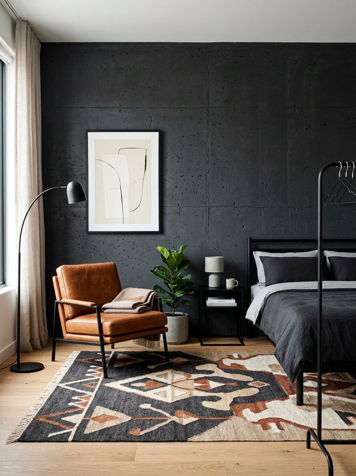Black Concrete Wall Bedroom - 30 industrial black bedroom ideas