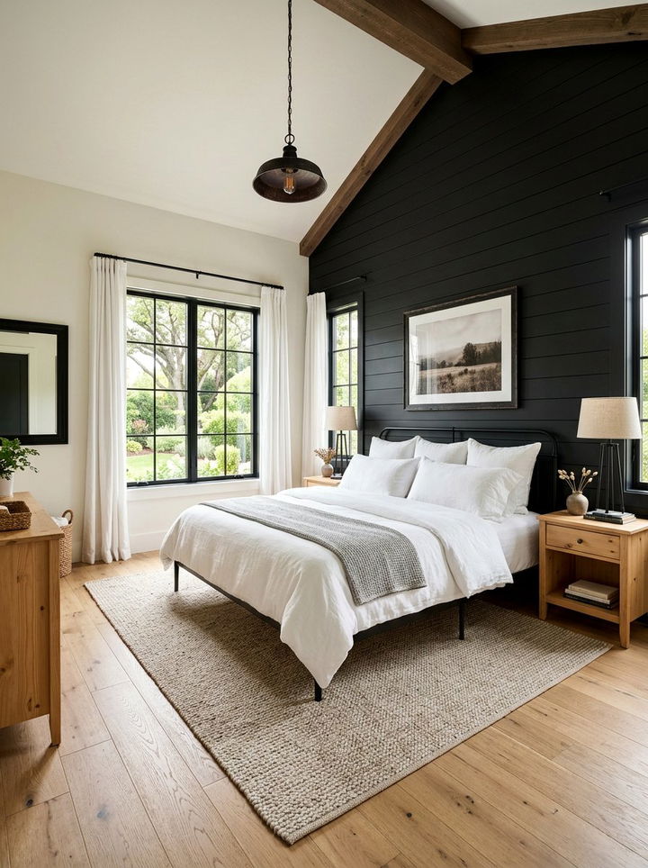 Black Farmhouse Bedroom - 30 farmhouse bedroom color ideas