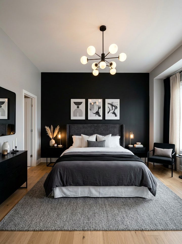 Black Feature Wall Bedroom - 30 contemporary black bedroom ideas
