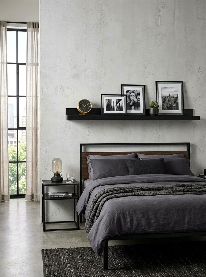 Black Floating Shelf - 30 bedroom floating shelves