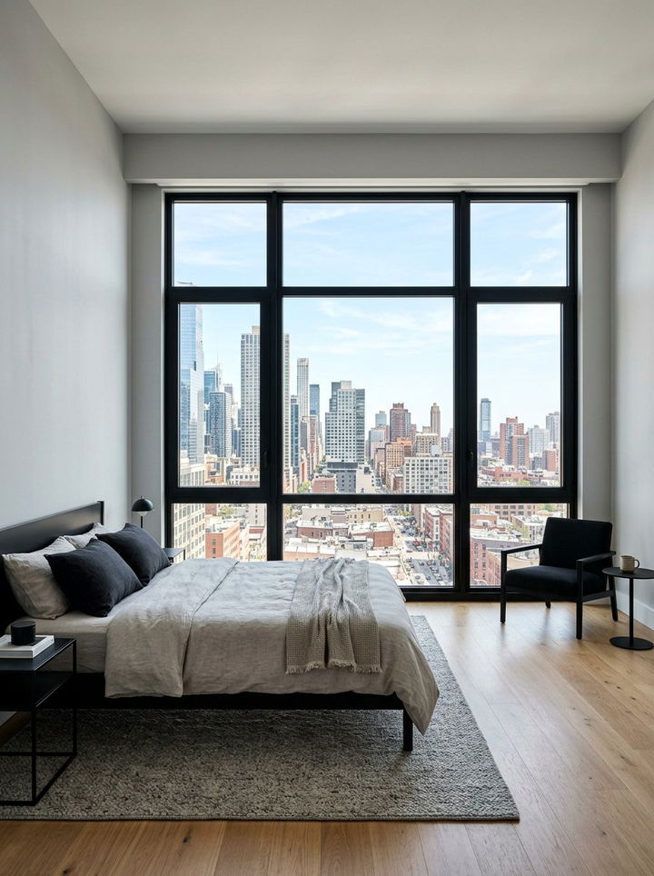 Black Floor To Ceiling Windows - 30 modern black bedroom ideas