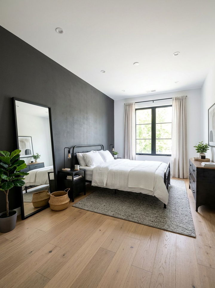 Black Frame Full Length Mirror - 30 bedroom mirror ideas