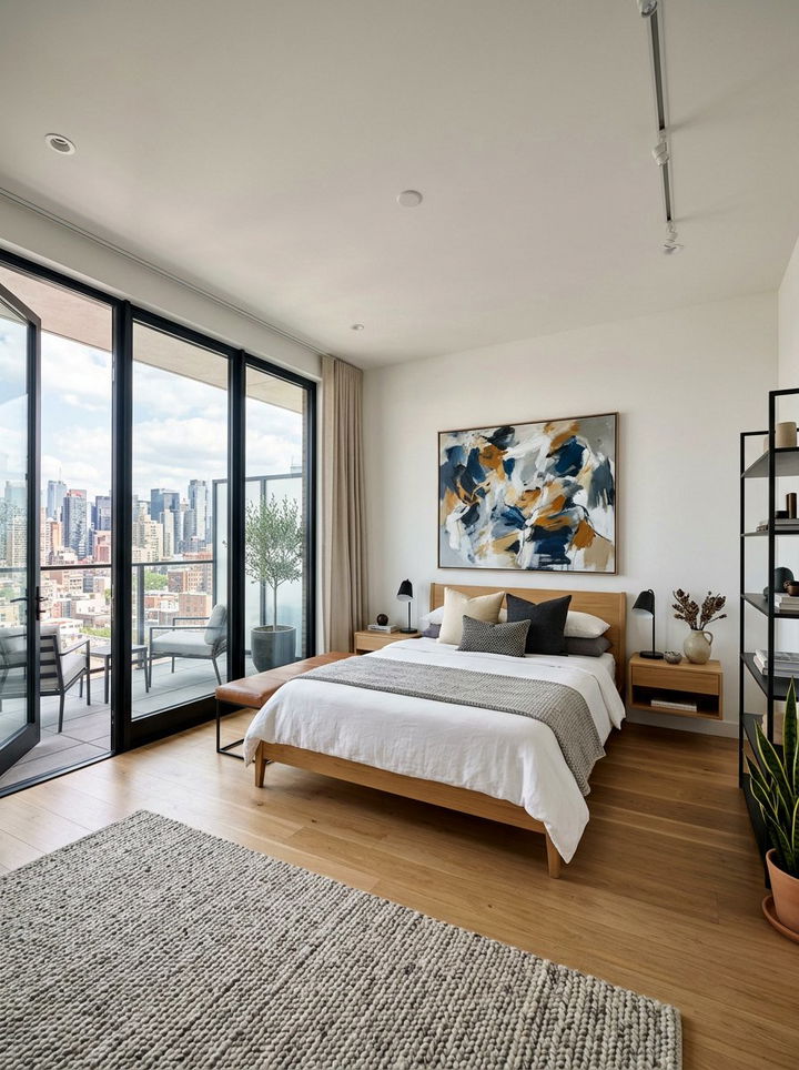 Black Frame Patio Door Modern Bedroom - 30 bedroom with patio doors