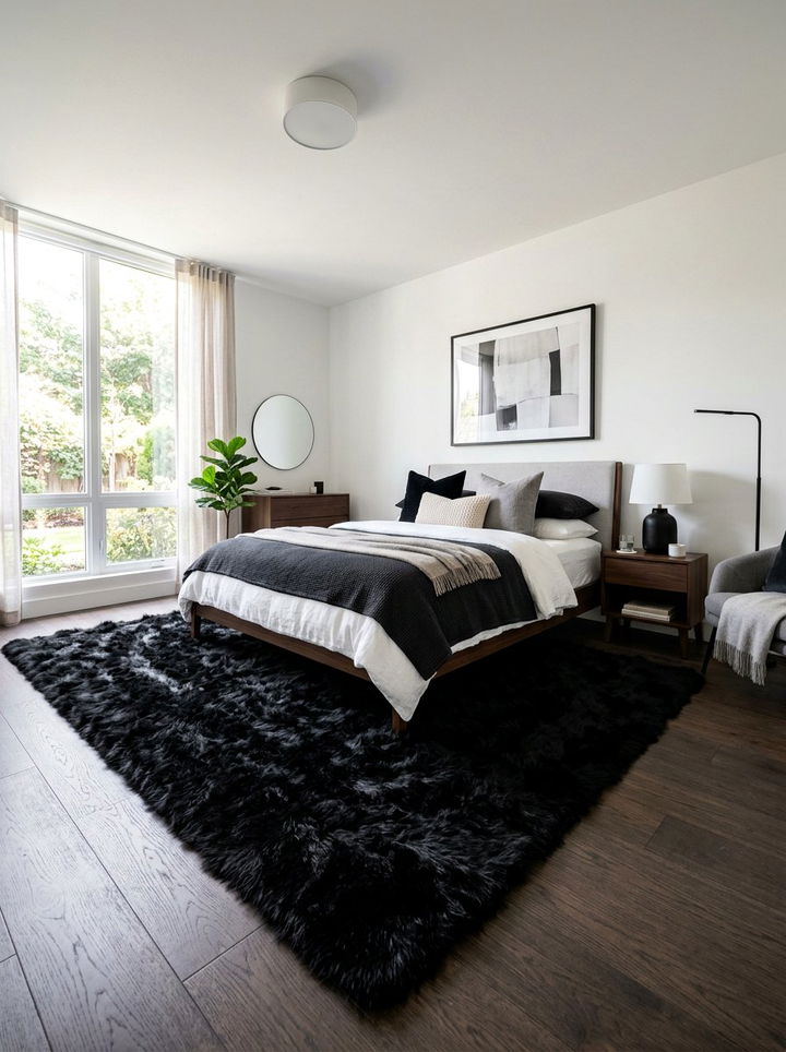 Black Fur Rug Bedroom - 30 all black bedroom ideas