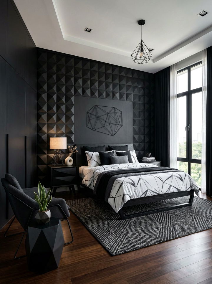 Black Geometric Bedroom Decor - 30 contemporary black bedroom ideas