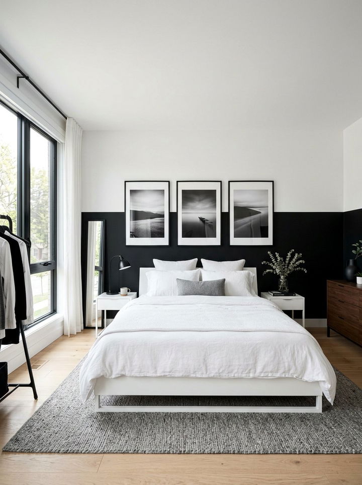 Black Half Painted Wall - 30 bedroom half painted walls