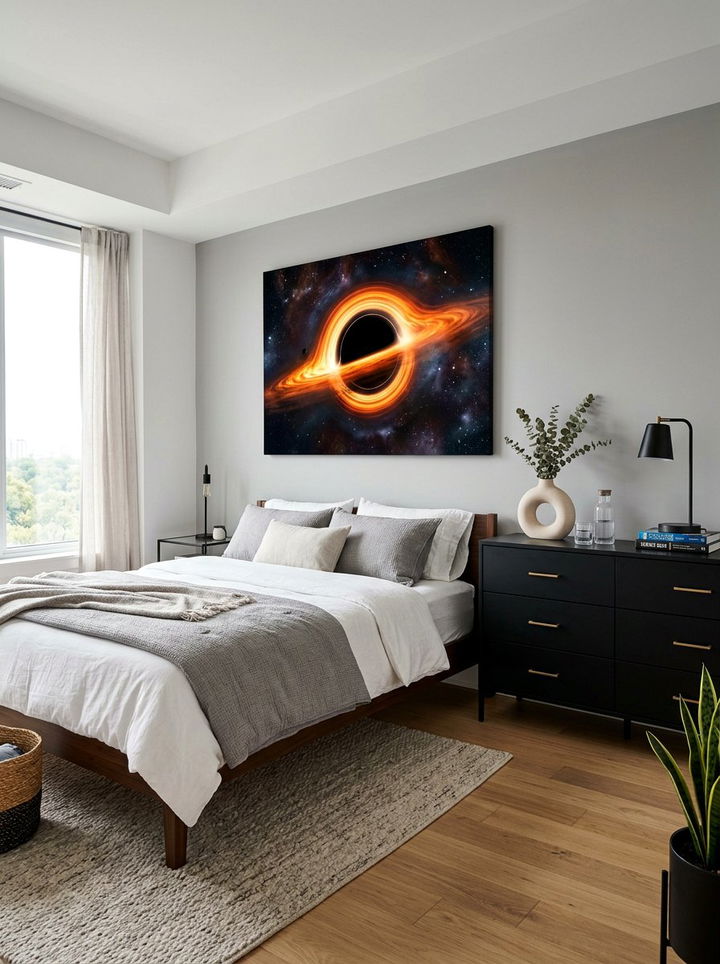 Black Hole Graphic Art - 30 space themed bedroom ideas