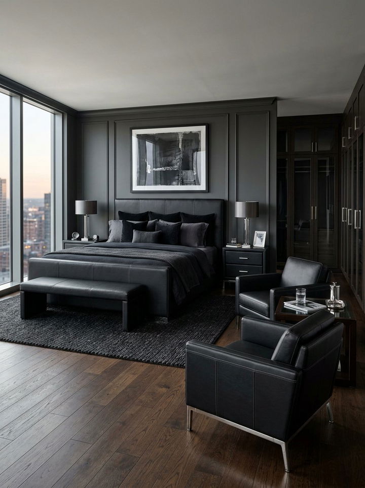 Black Leather Bedroom Furniture - 30 all black bedroom ideas
