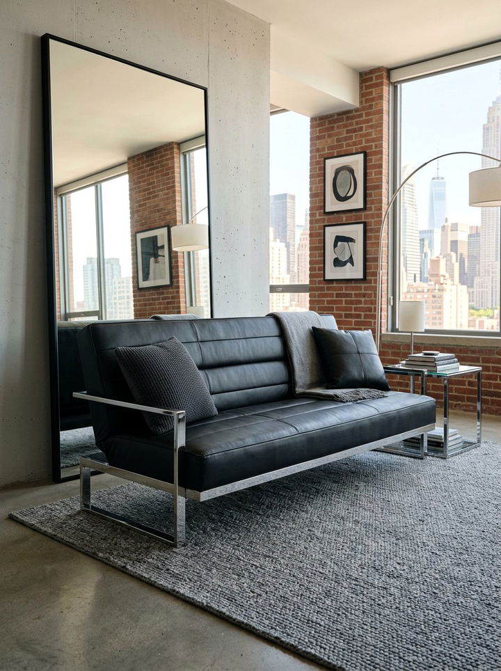Black Leather Futon Style - 30 bedroom futon ideas