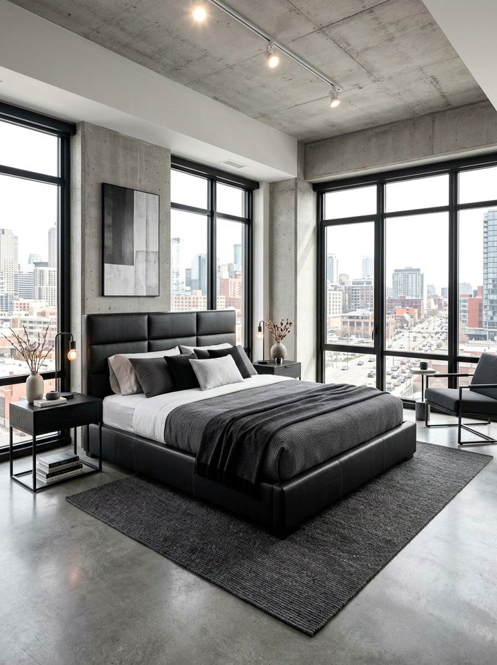 Black Leather Platform Bed - 30 leather bedroom ideas