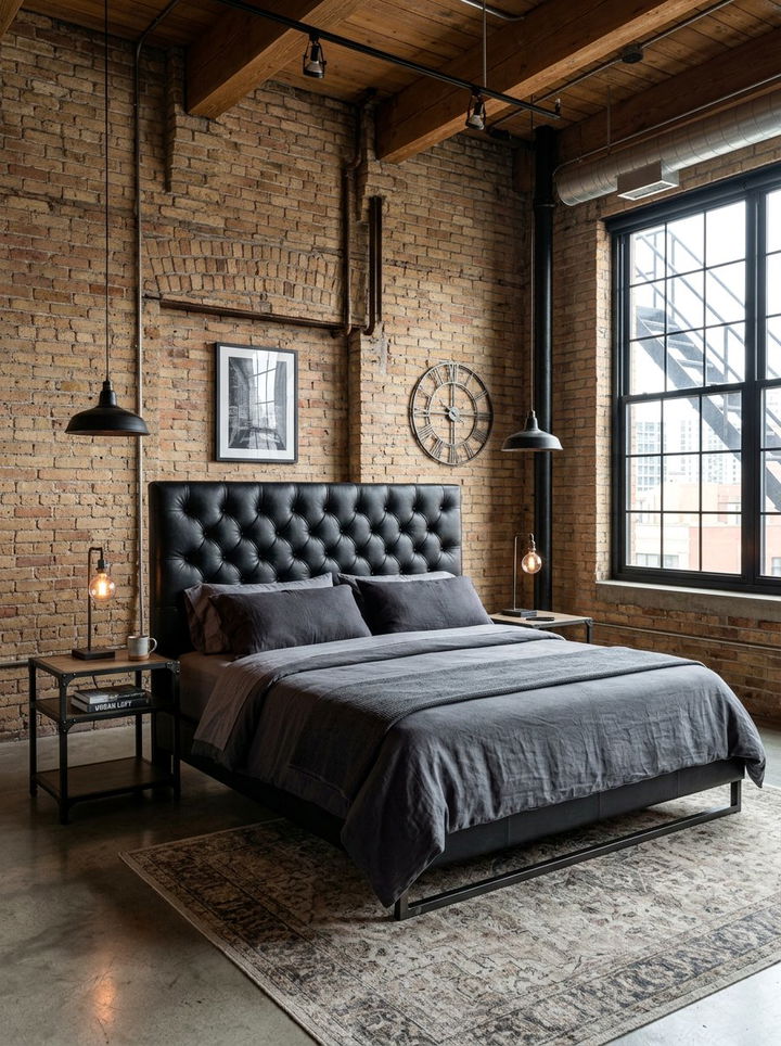 Black Leather Tufted Headboard - 30 bedroom tufted headboards