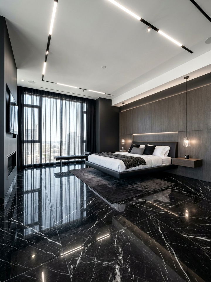 Black Marble Bedroom Flooring - 30 all black bedroom ideas