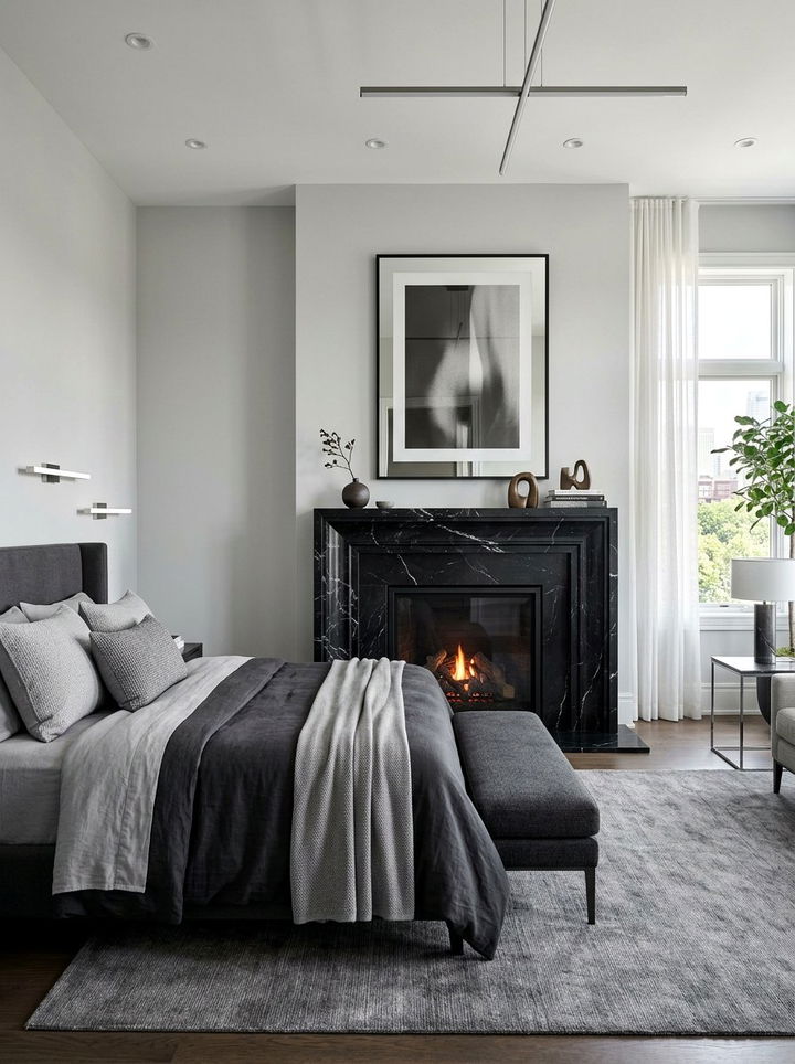 Black Marble Bedroom Mantel - 30 bedroom fireplace mantels