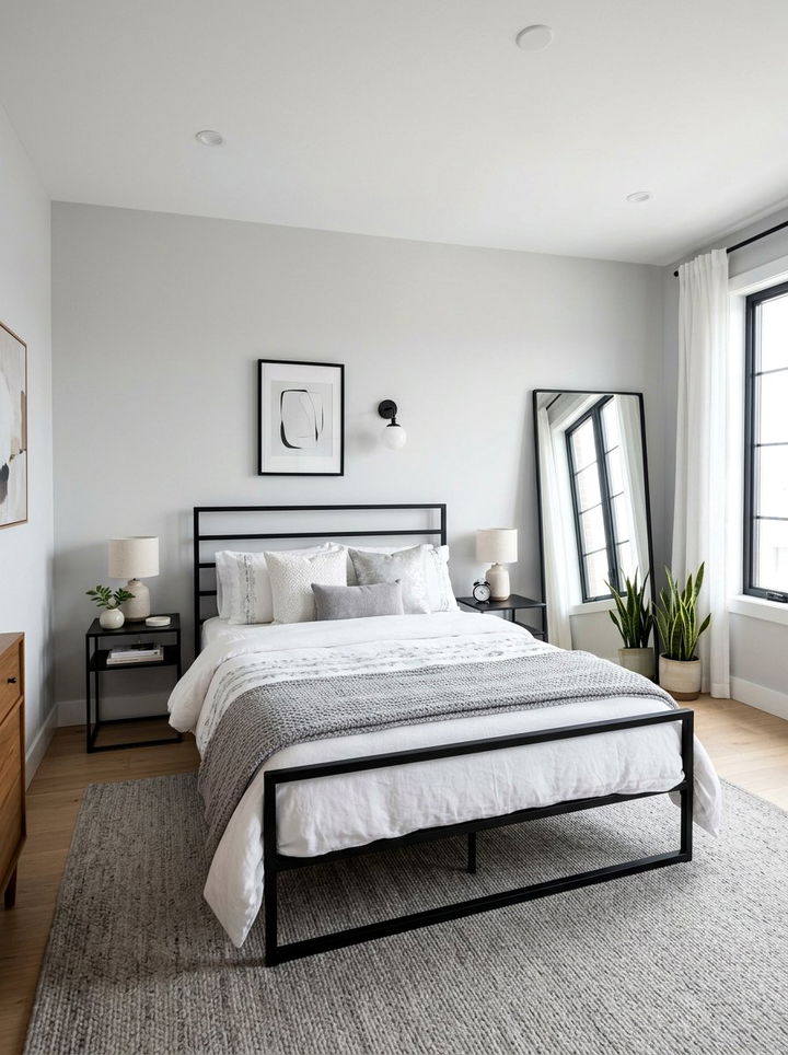 Black Metal Bed Frame Bedroom - 30 industrial grey bedroom ideas