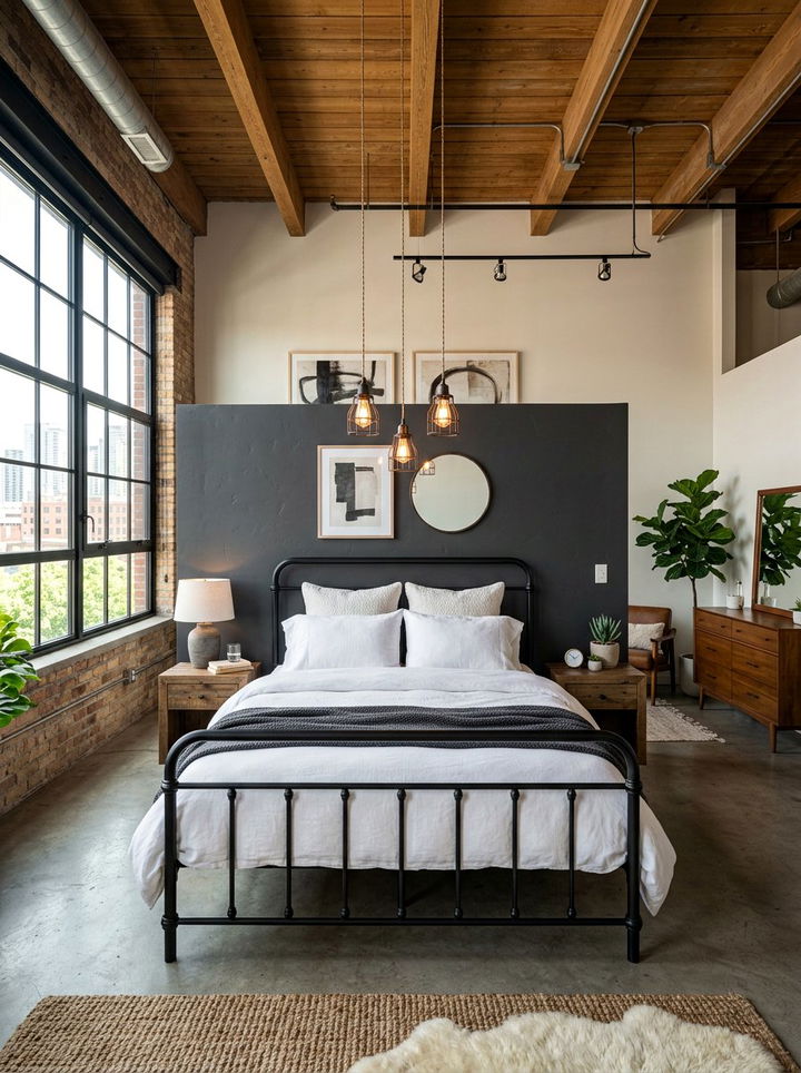 Black Metal Bed Frame - 30 industrial bedroom ideas