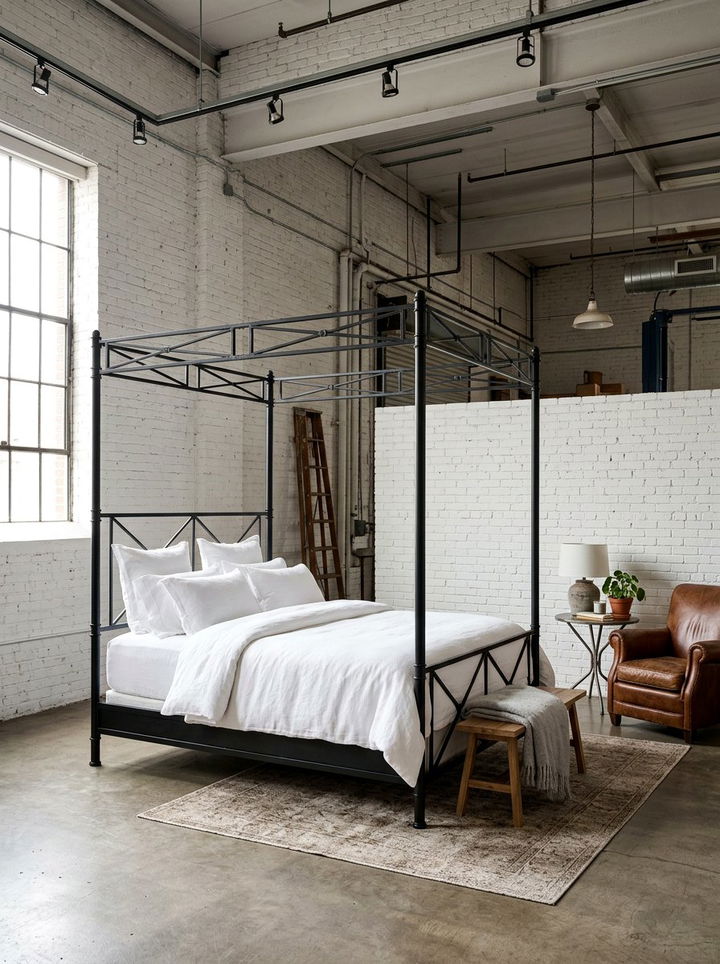 Black Metal Bed - 30 warehouse bedroom ideas