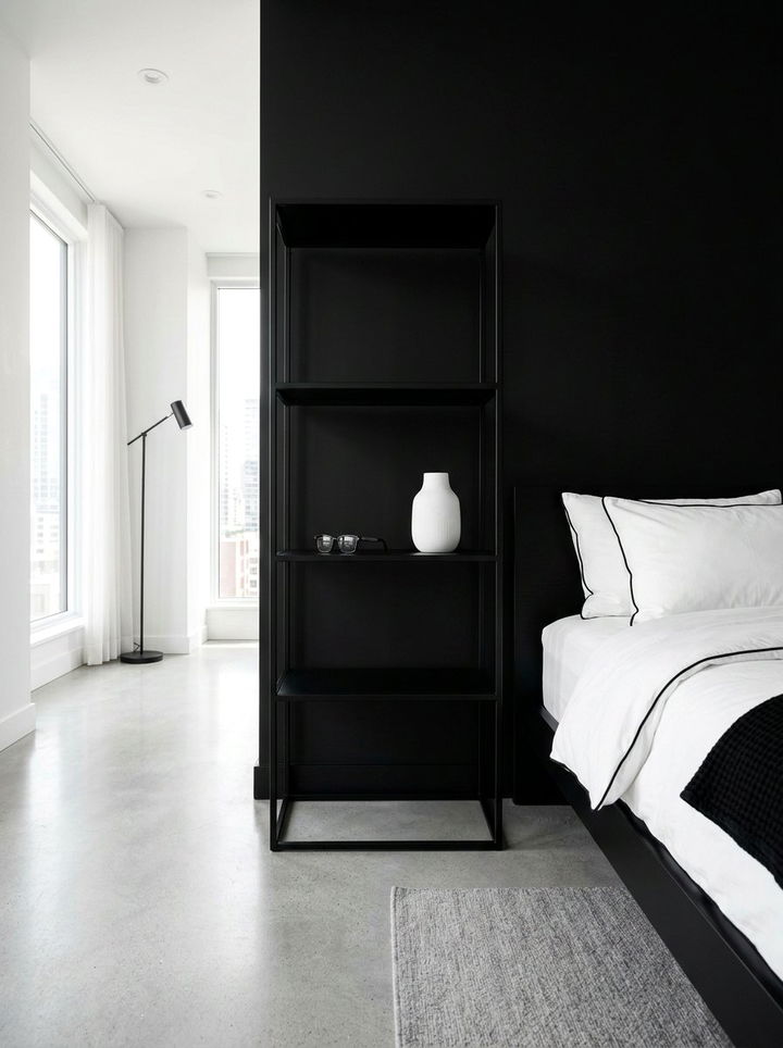 Black Metal Minimalist Shelf - 30 bedroom wall mounted nightstands