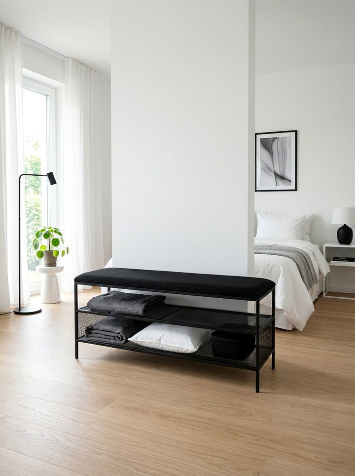 Black Metal Storage Bench - 30 bedroom storage chests